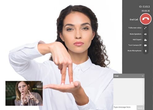 Woman doing sign language on video